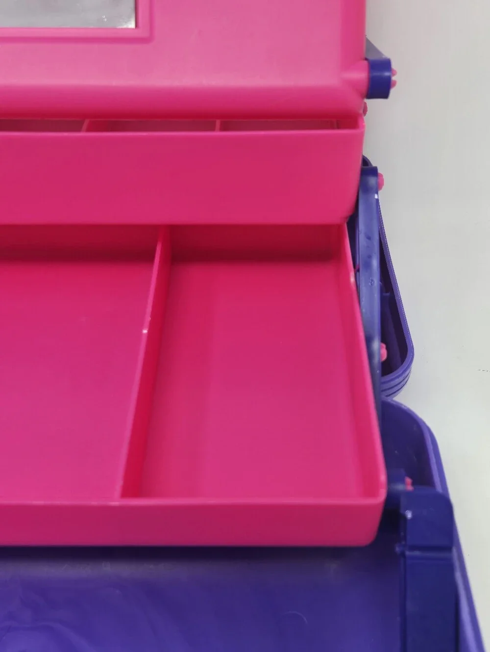 VINTAGE 1980S CABOODLES CADDY MAKEUP CRAFT STORAGE PURPLE PIN THREE LEVEL MIRROR